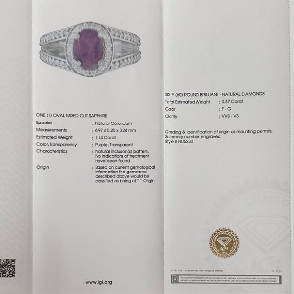 1.51ct. tw. Sapphire - Diamond - Purple Sapphire - Image 5