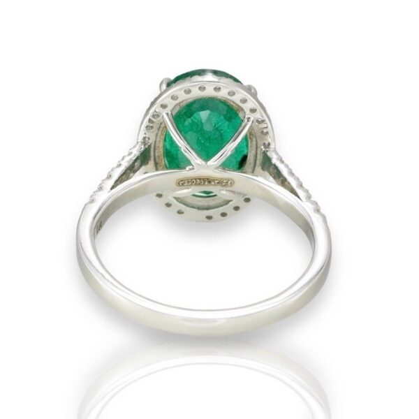 Ring Platinum - 3.88ct. tw. Emerald - Diamond - Exclusive Emerald Ring - Image 4