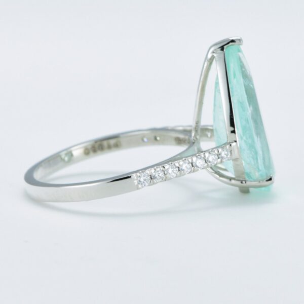 Ring Platinum - 5.45ct. tw. Emerald - Diamond - Colombian emerald Ring - Image 2
