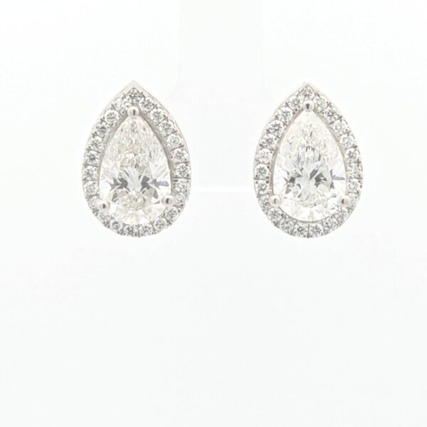 Earrings - 14 kt. White gold - 4.42ct. tw. Diamond (Lab-grown) - Diamond - Exact Matching Pair