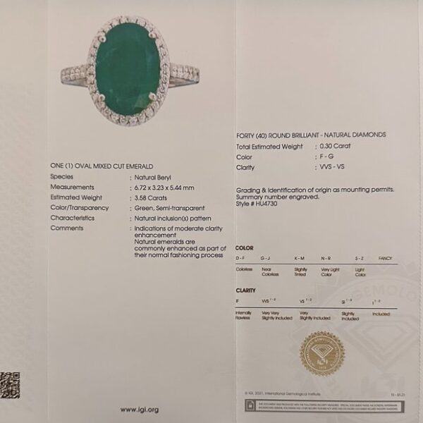 Ring Platinum - 3.88ct. tw. Emerald - Diamond - Exclusive Emerald Ring - Image 5