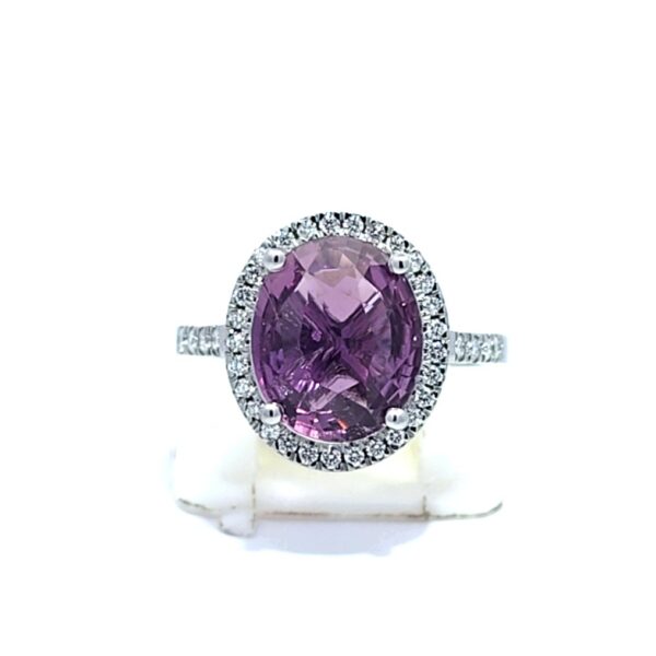 Ring Platinum - 4.29ct. tw. Sapphire - Diamond - Purple Sapphire - Image 4