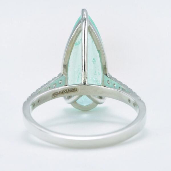 Ring Platinum - 5.45ct. tw. Emerald - Diamond - Colombian emerald Ring - Image 4