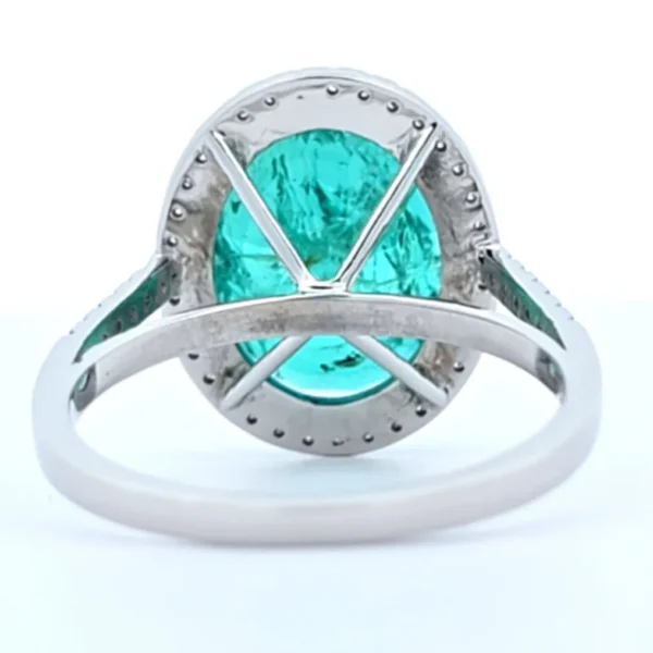Ring Platinum - 6.42ct. tw. Emerald - Diamond - Zambia Emerald - Image 5