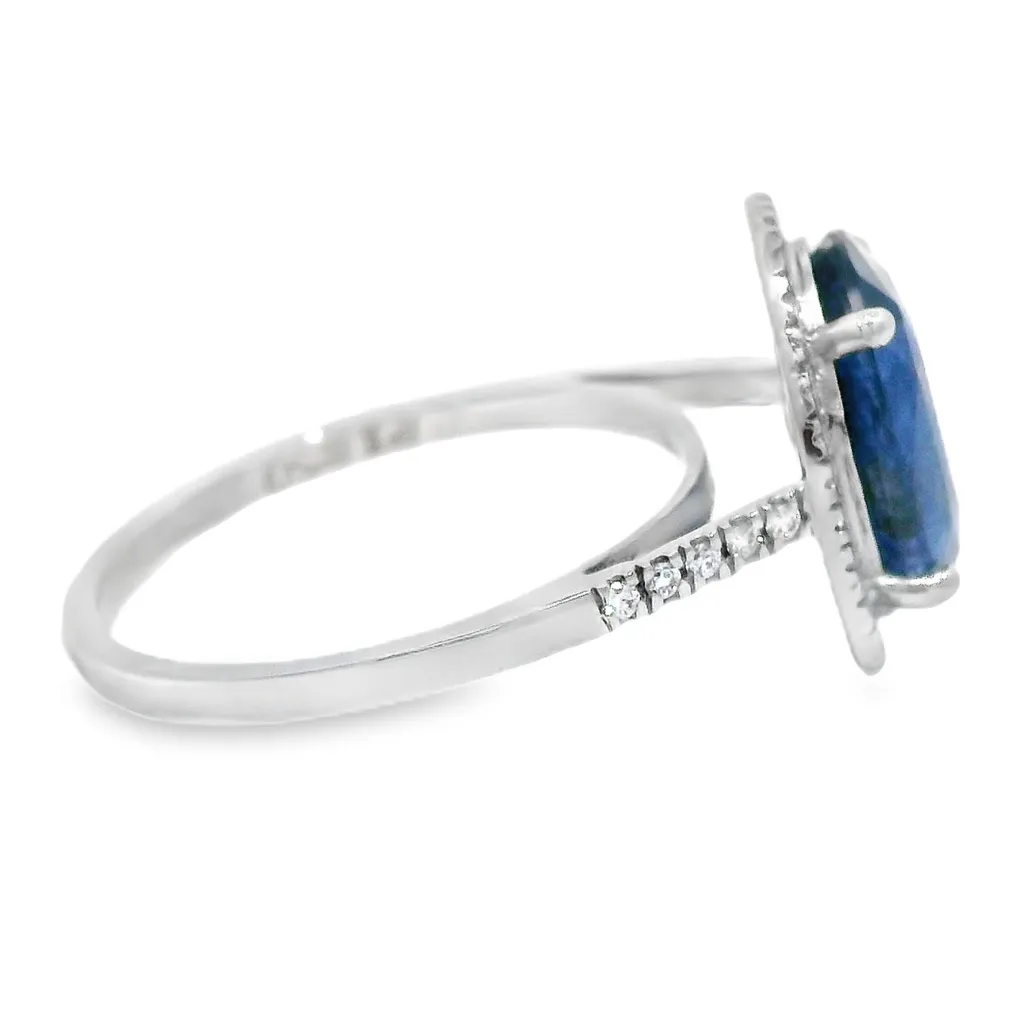 Ring Platinum - 4.24ct. tw. Sapphire - Diamond - Image 5