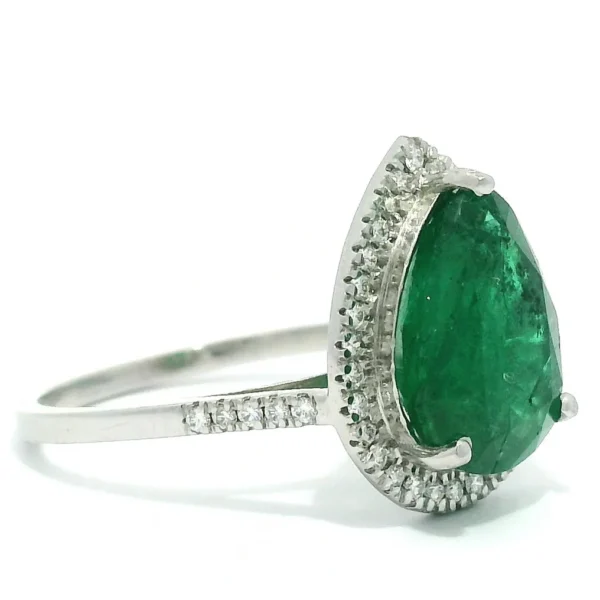 Ring Platinum - 3.34ct. tw. Emerald - Diamond - Deep Green , Transparent - Image 6