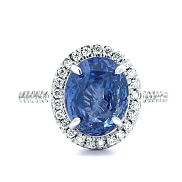 Ring Platinum - 3.46ct. tw. Sapphire - Diamond - IGI