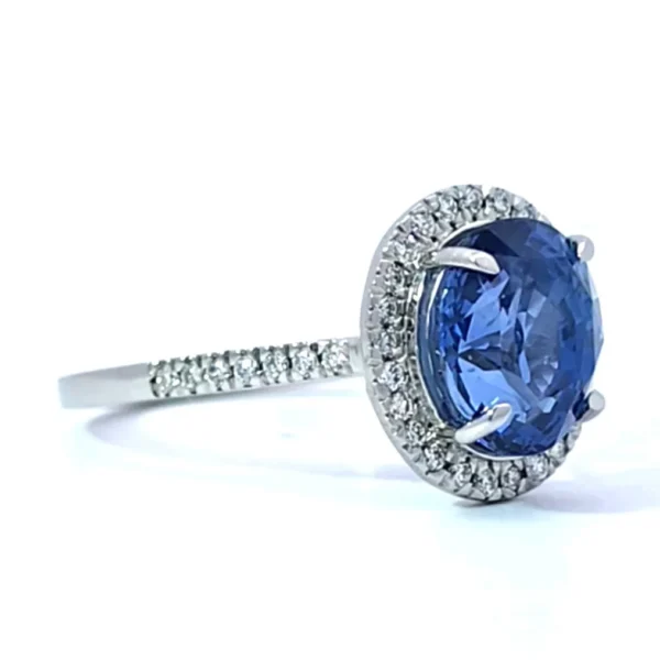 Ring Platinum - 3.46ct. tw. Sapphire - Diamond - IGI - Image 7
