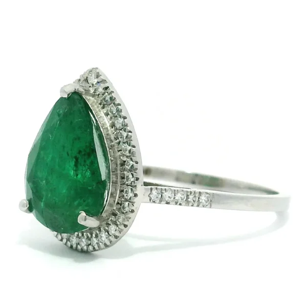 Ring Platinum - 3.34ct. tw. Emerald - Diamond - Deep Green , Transparent - Image 7