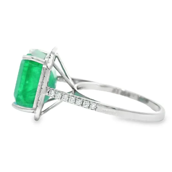 Ring Platinum - 8.33ct. tw. Emerald - Diamond - Exclusive Emerald ring - Image 3