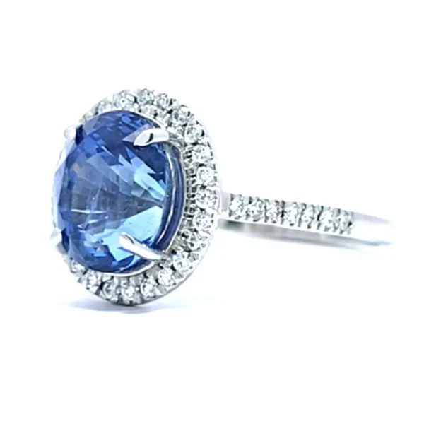 Ring Platinum - 3.46ct. tw. Sapphire - Diamond - IGI - Image 6