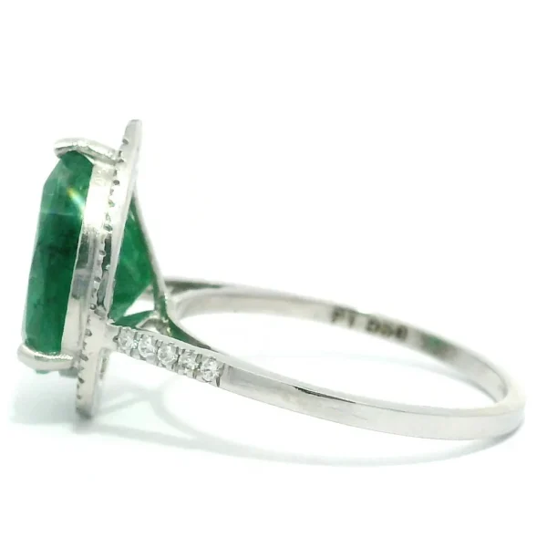 Ring Platinum - 3.34ct. tw. Emerald - Diamond - Deep Green , Transparent - Image 4