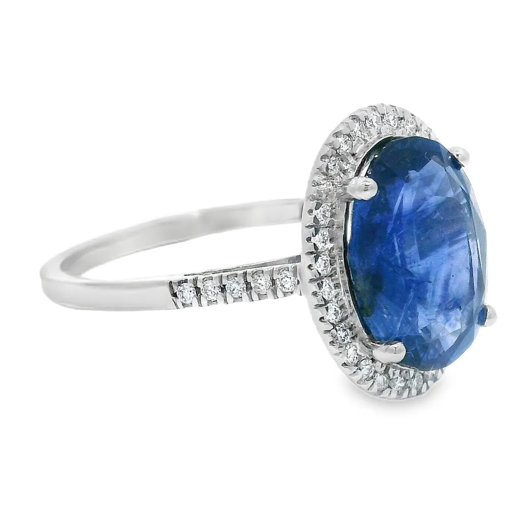 Ring Platinum - 4.24ct. tw. Sapphire - Diamond - Image 4